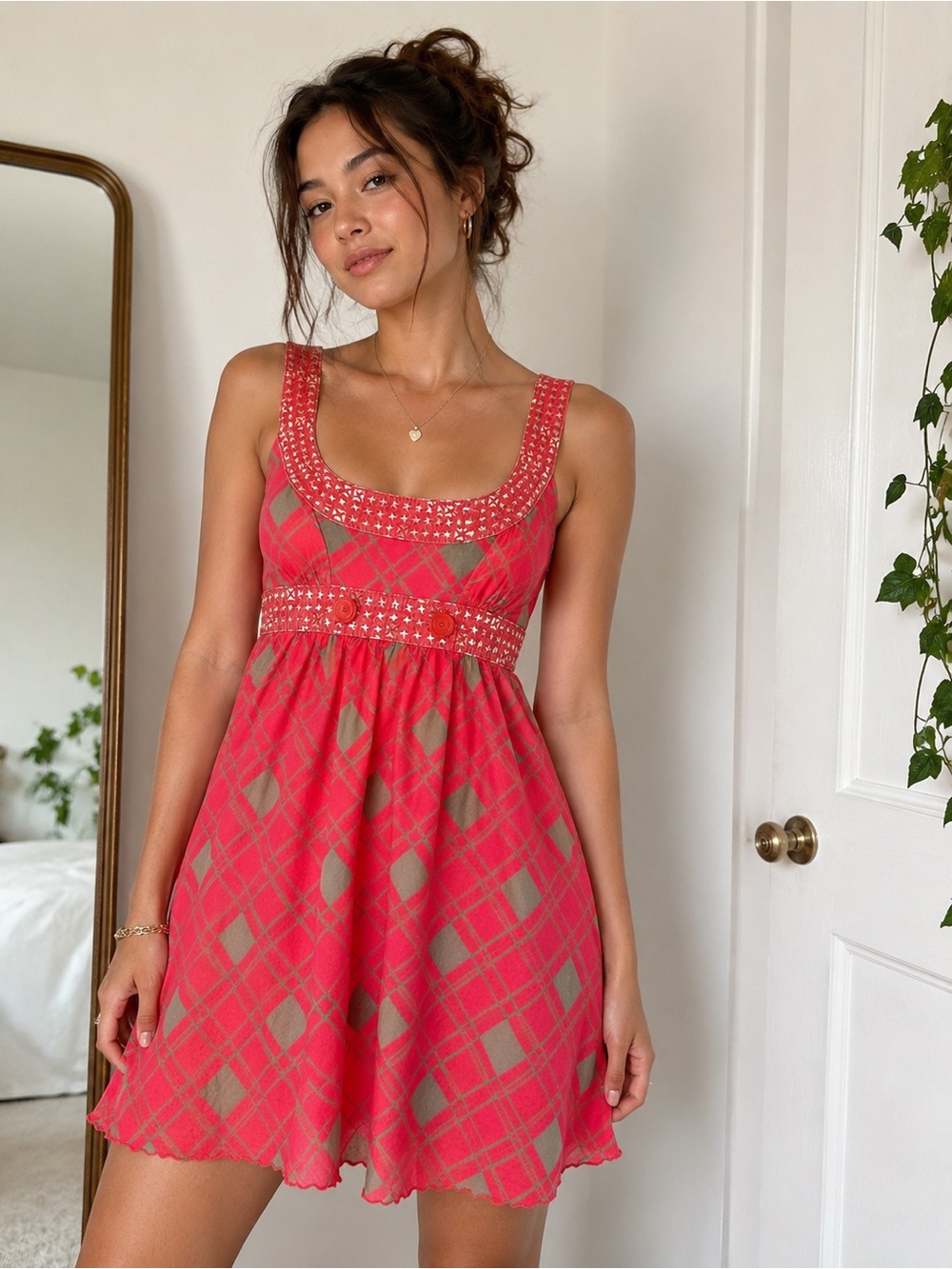 Free People Plaid Babydoll Dress / Tunic – Size 4